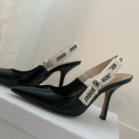 Dior Black Patent Leather Slingback Heels - Picture 7 of 8